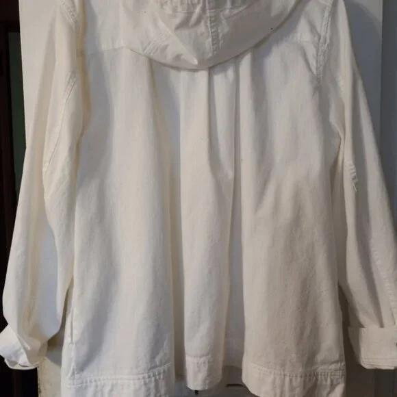 DENIM & C0MPANY WHITE COTTON HOODED ZIPPERED JACKET SIZE XL - Picture 3 of 3